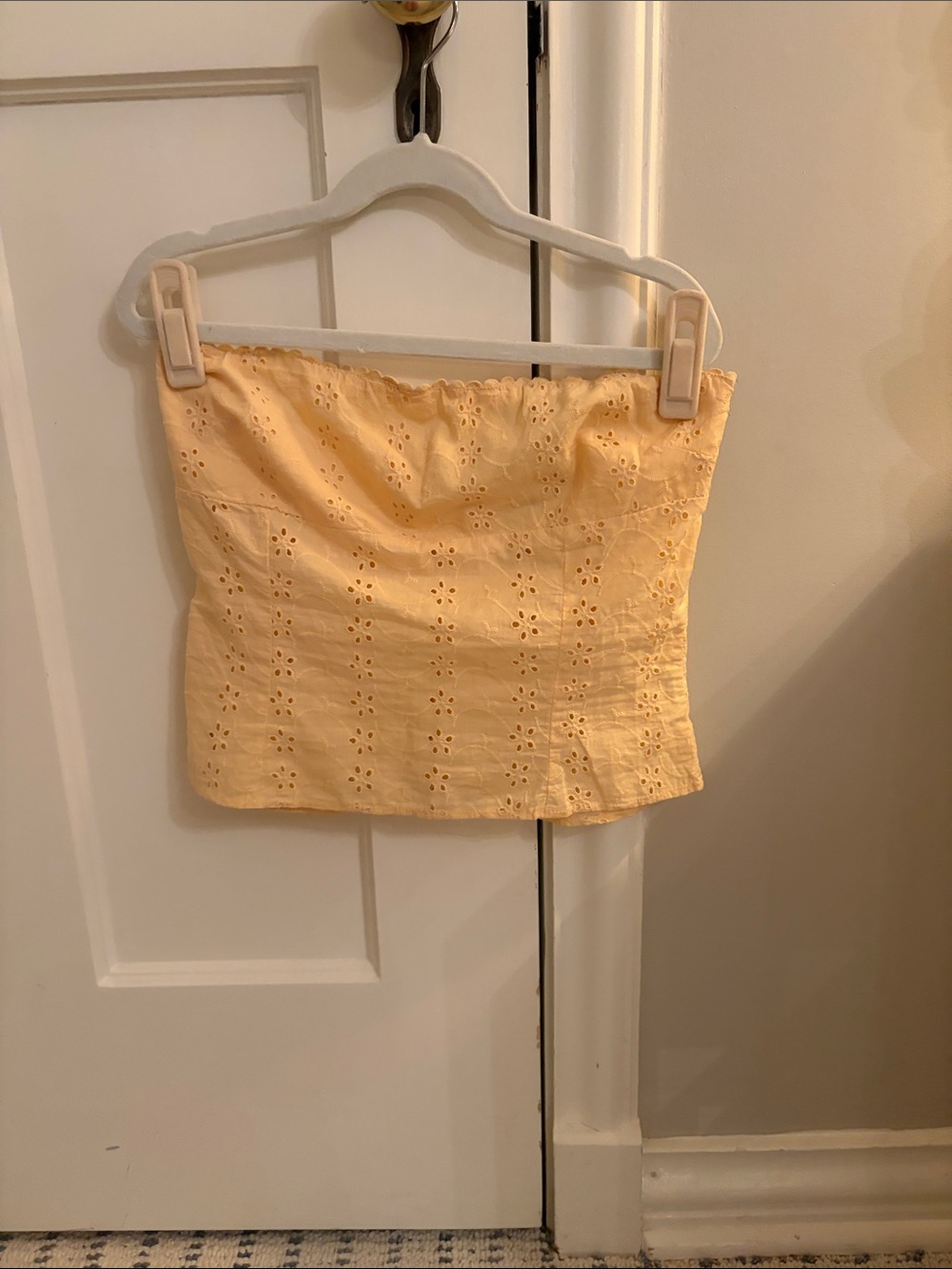 Princess Polly Pale Yellow Eyelet Strapless Tube Top